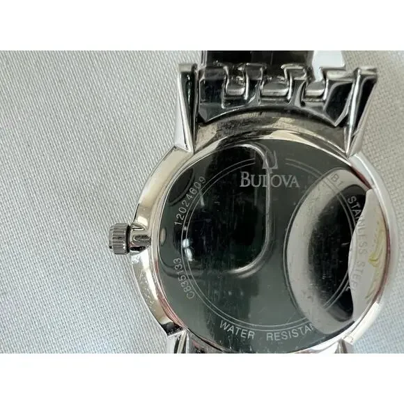 Bulova Men’s Quartz Dress Watch Stainless Steel Silver Tone White Dialc835133